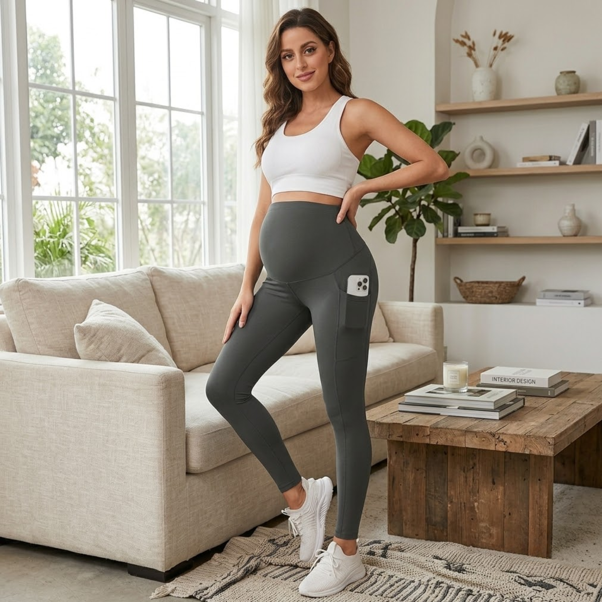 Artemis - 3-Pack Maternity Workout Leggings – Adjustable Over-Belly Support & Pockets