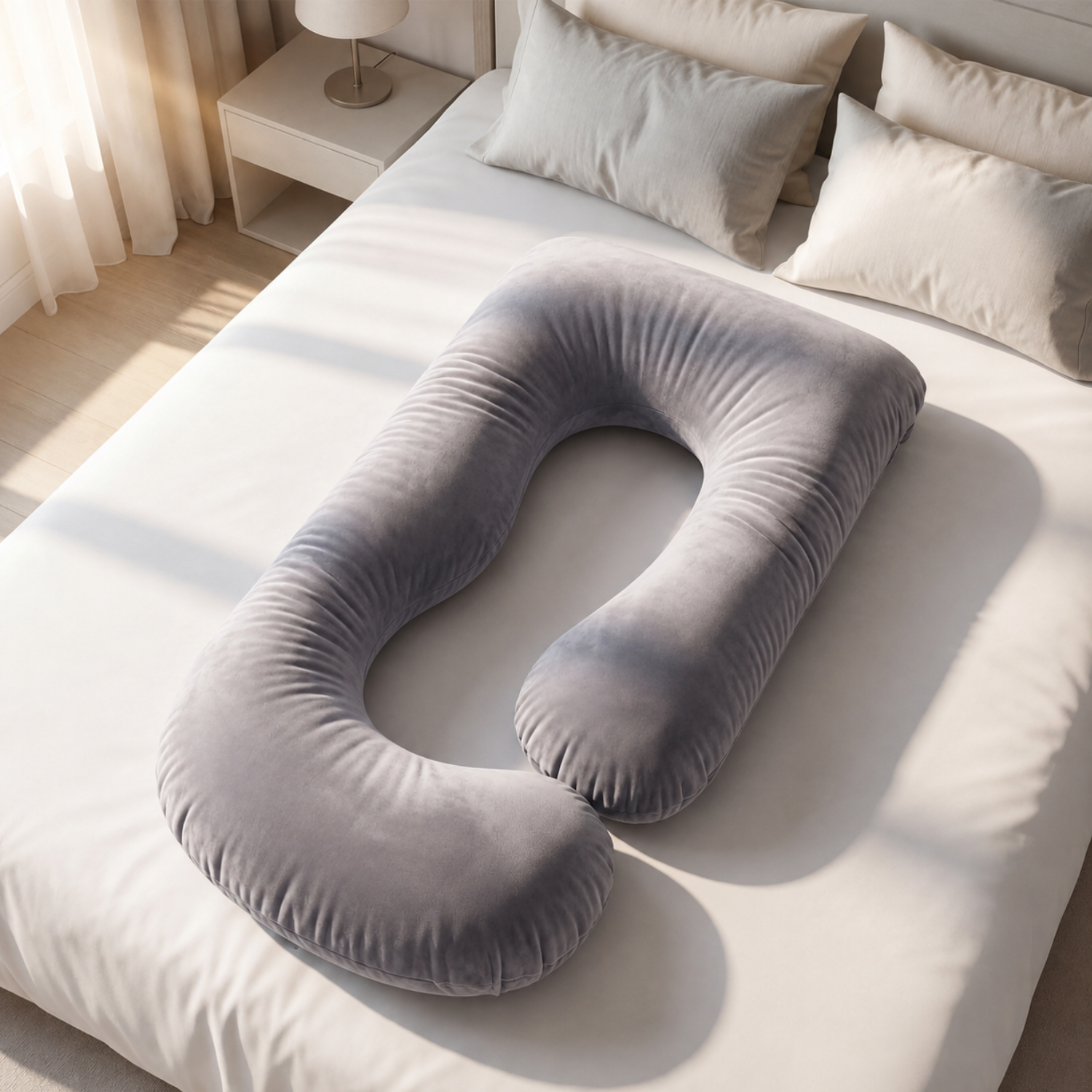 Demeter - Detachable Maternity Pillow – G-Shaped Crystal Velvet Lumbar Support Cushion