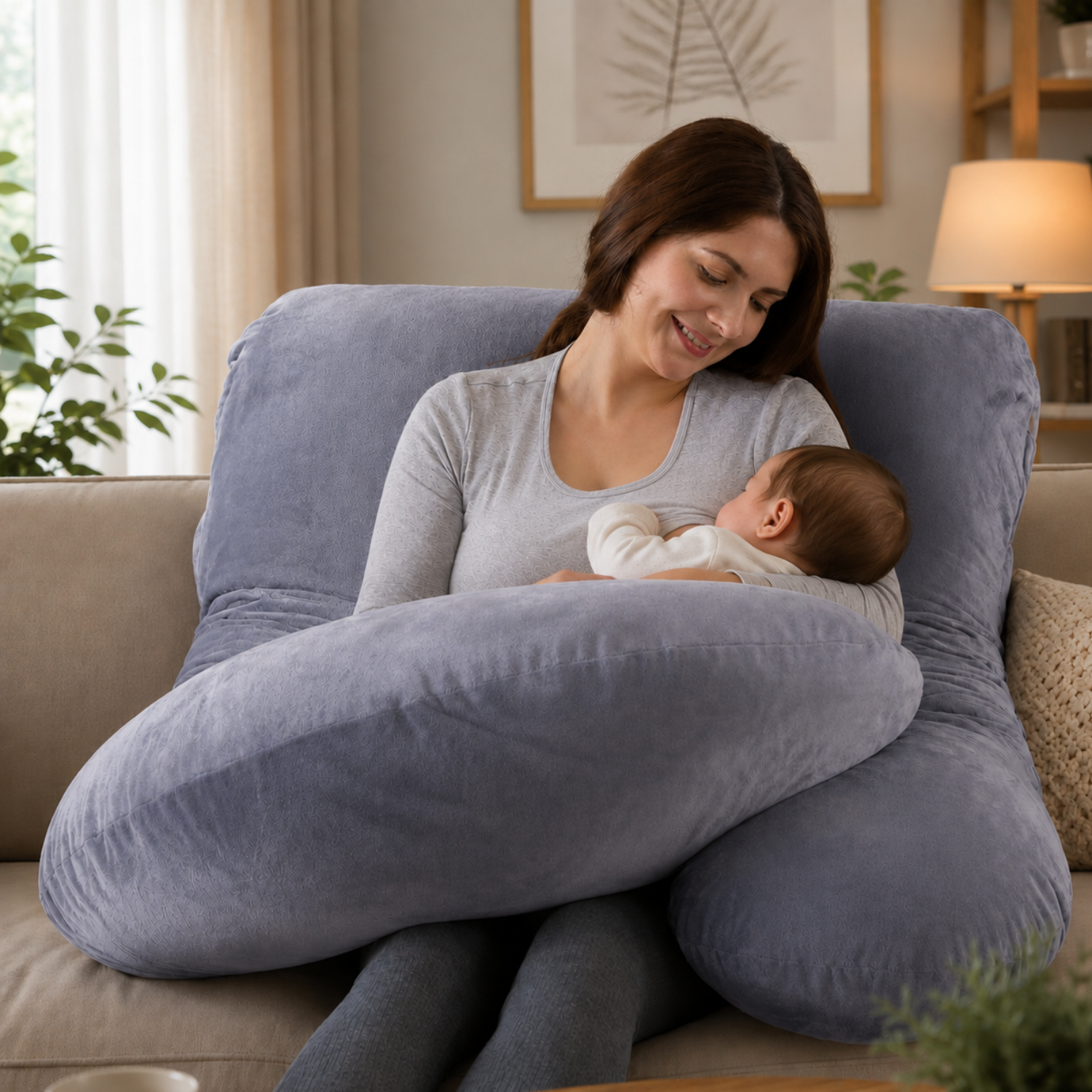 Demeter - Detachable Maternity Pillow – G-Shaped Crystal Velvet Lumbar Support Cushion
