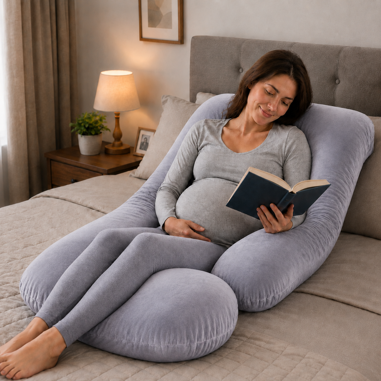 Demeter - Detachable Maternity Pillow – G-Shaped Crystal Velvet Lumbar Support Cushion