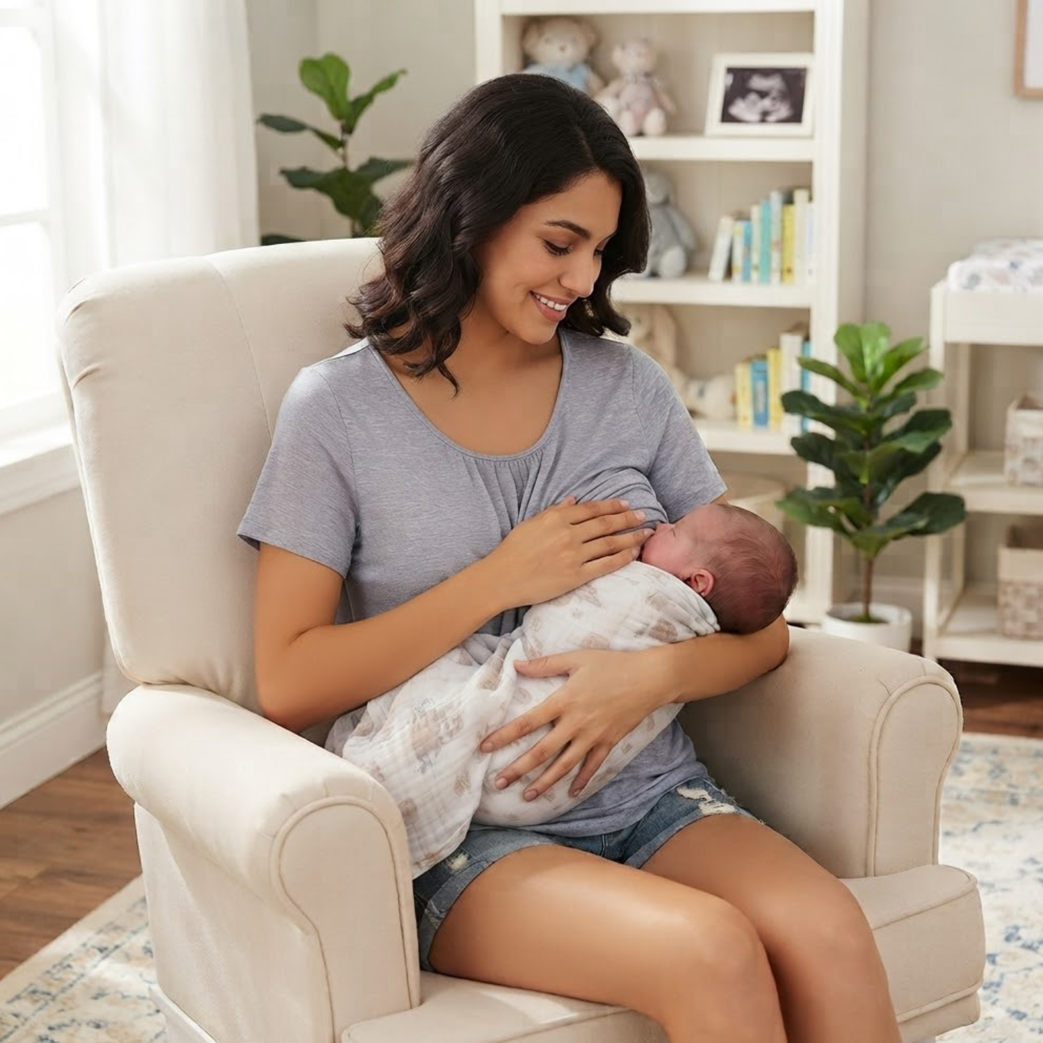 Persephone - Women's Maternity Nursing Top – Double-Layer Breastfeeding T-Shirt with Short Sleeves