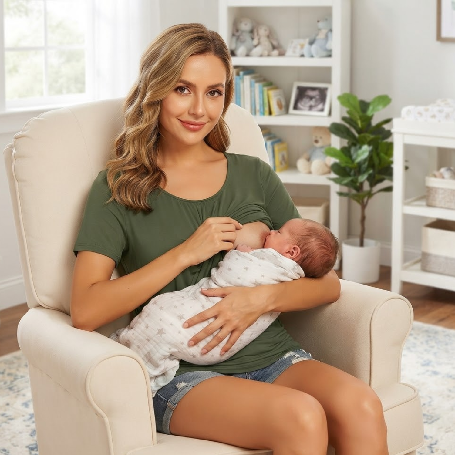 Persephone - Women's Maternity Nursing Top – Double-Layer Breastfeeding T-Shirt with Short Sleeves